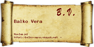 Balko Vera névjegykártya